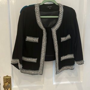 Chanel style beaded jacket Net trim that is all beaded faux pockets, unlined